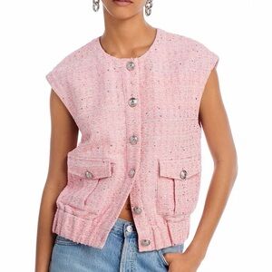 L’AGENCE Uma Sleeveless Pink Tweed Vest size Medium